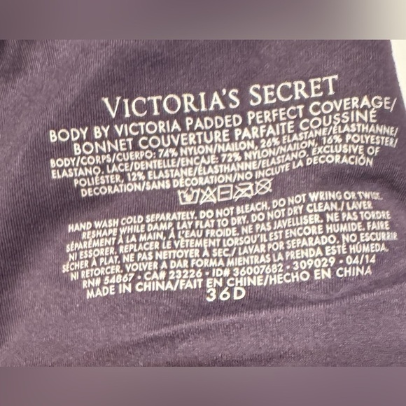 Victoria’s Secret Body By Victoria Padded Perfect Coverage Purple Bra Size 36D - Picture 4 of 5